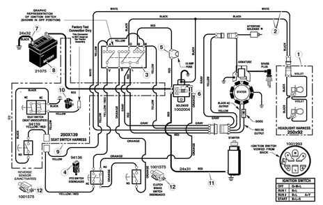 Electrical System Diagram and Parts List for 405000X8F 2005 Briggs and Stratton Lawn Tractor